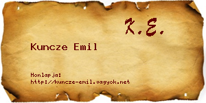 Kuncze Emil névjegykártya